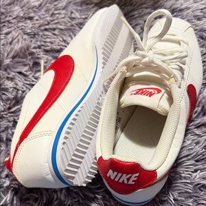 Nike Cream and Red Sneakers with Blue Detail